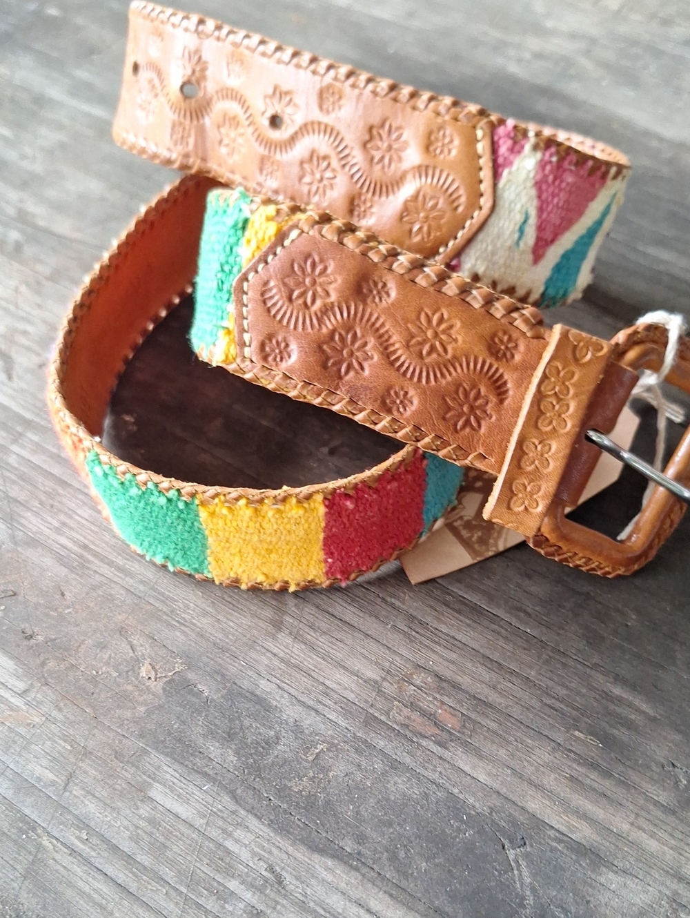 Lands End Handcrafted Multicolor Leather women’s Belt sz 28